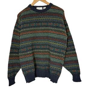 Vintage-Inspired Multicolor Fair Isle Crewneck Sweater